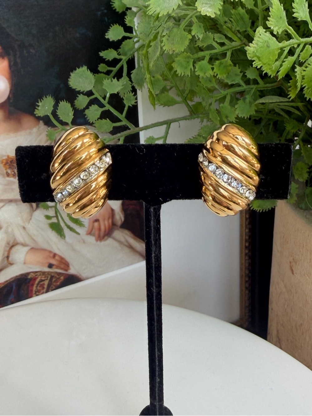 YSL Vintage Cable Crystal Earrings
